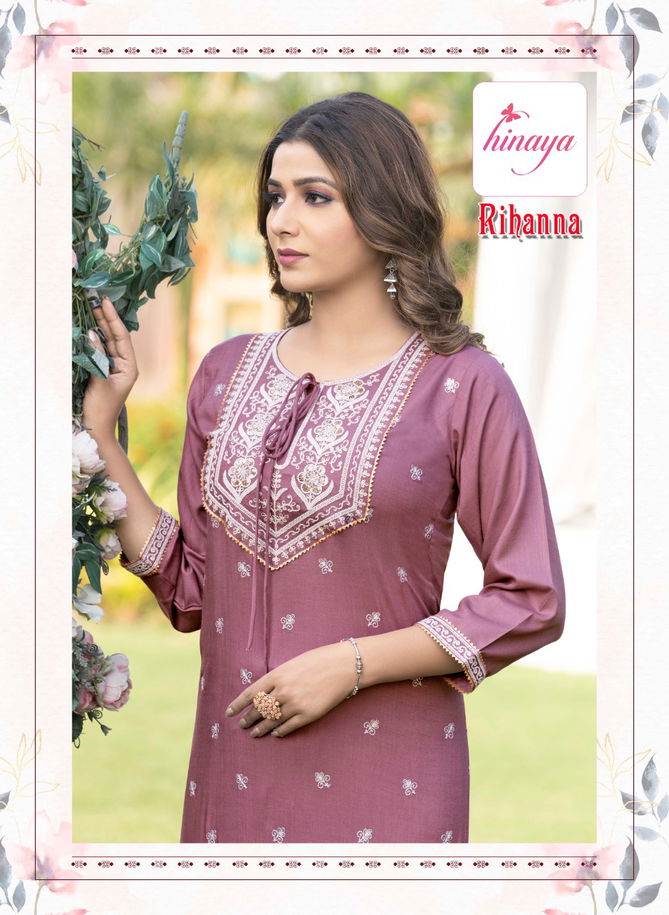 Hinaya Rihanna Fancy Ethnic Wear Wholesale Designer Kurti With Bottom Catalog